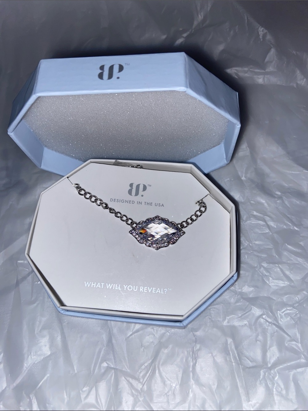 Pavé Halo Crystal Pendant Necklace - Silver